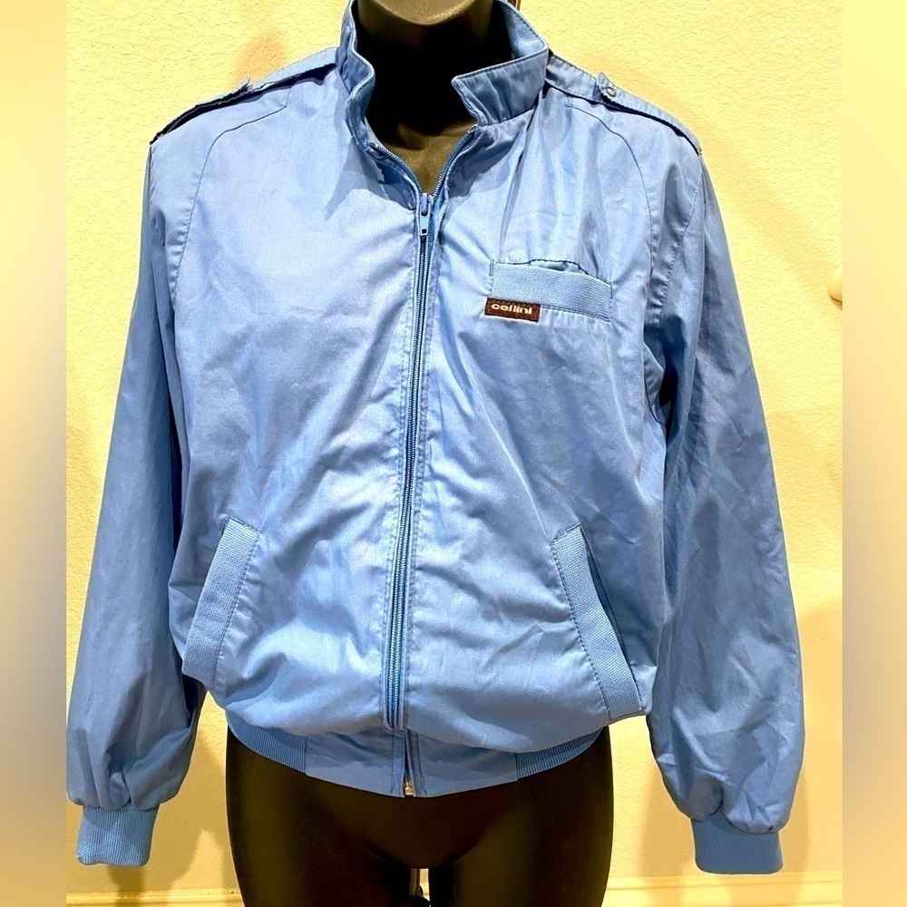 Cellini vintage Blue Bomber Jacket, gender neutral sz XS, 80s windbreaker jacket